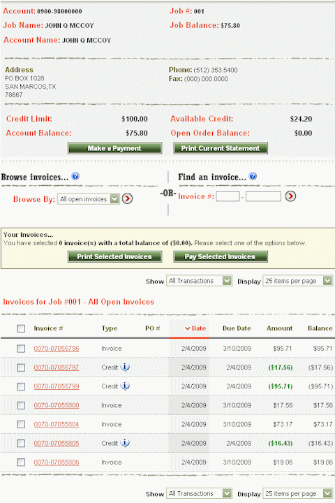 McCoy's Online Services Details View